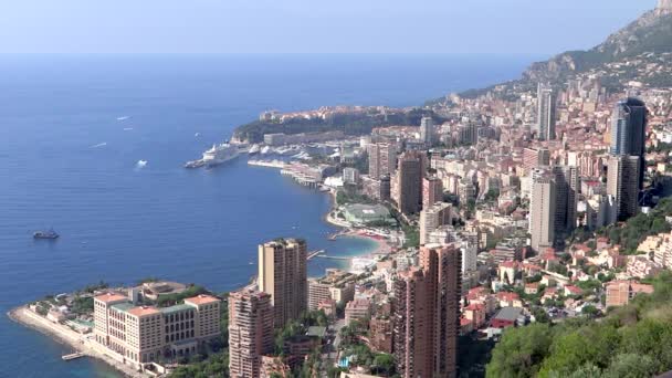 Bird's eye view van het Vorstendom monaco — Stockvideo