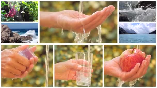 Voda je nejcennější na planetě, fotomontáž — Stock video