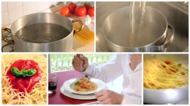 İtalyan spagetti montaj yemek ve pişirme