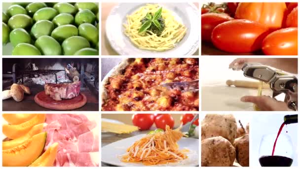 Italiaans eten montage — Stockvideo