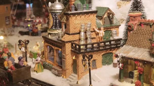 Boże Narodzenie zabawki. Model Village. — Wideo stockowe