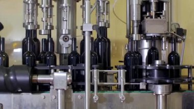 Çizgiler ve ekipman şişeleme şarap şişeleme