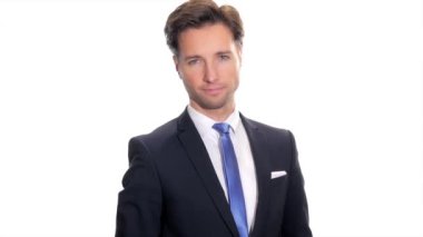 yakışıklı işadamı el başparmak yukarıya