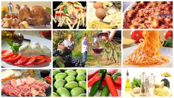 Italian food montage — Stock Video