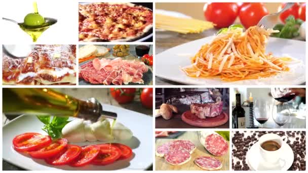 Italiensk mat montage — Stockvideo
