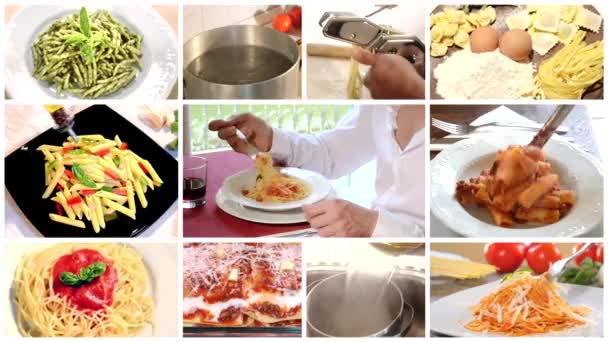 Collage de pasta italiana — Vídeo de stock