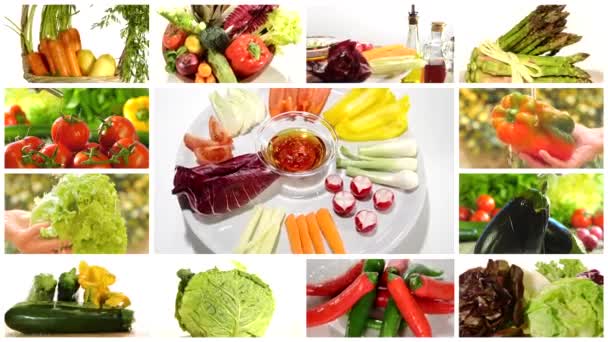 Delicioso collage de verduras — Vídeos de Stock