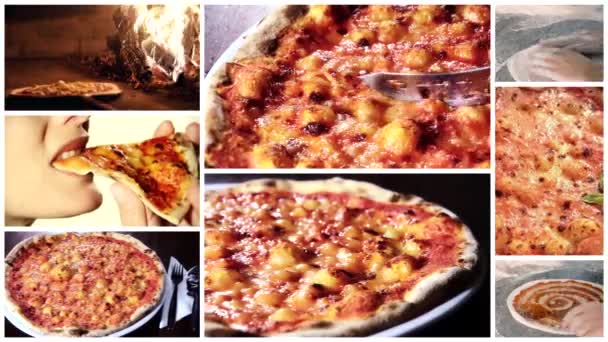 Délicieux montage de pizza — Video