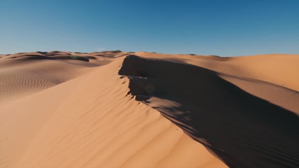 Sahara woestijn landschap, prachtige duinen vroeg in de ochtend. — Stockvideo