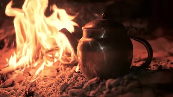 A tea in the desert by night, close up. — Stock Video