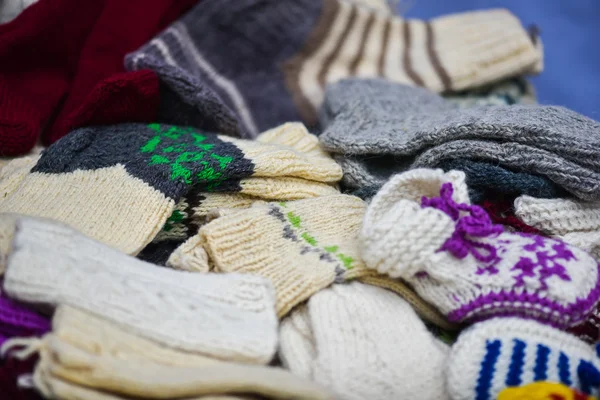 Woollen sox in the famous handicraft mart Kaziukas inVilnius, Lithuania — Stock Photo, Image