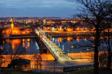 Kaunas, Lithuania: aerial view of Old Town in the sunset clipart