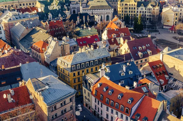 Riga, Lettland: antenn Visa gamla stan — Stockfoto