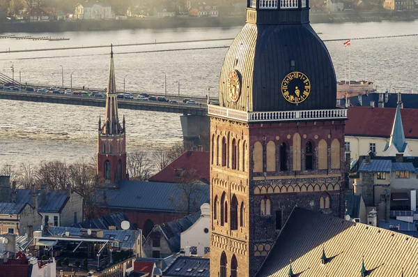 Riga, Lettonia: veduta aerea del centro storico — Foto Stock