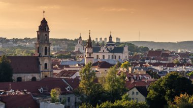 Merkezi, Vilnius, Litvanya. Kaptanlı uçan cisim üzerinden havadan görünümü.