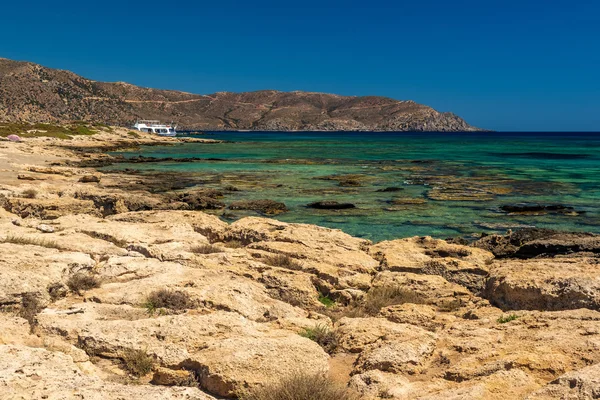 Crete, Yunanistan: Elafonisi veya Elafonissi lagoon beach — Stok fotoğraf