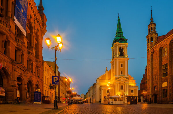 Torun, Poland: sunrise in old town city hall