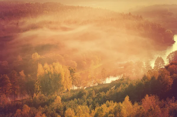 Fog over Neris river in Lithuania — Stock Photo, Image