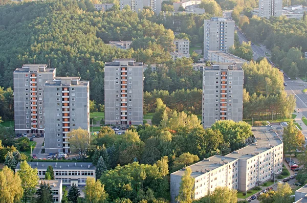 Letecký pohled na panelových domů v Lazdynai, Vilnius, Litva — Stock fotografie