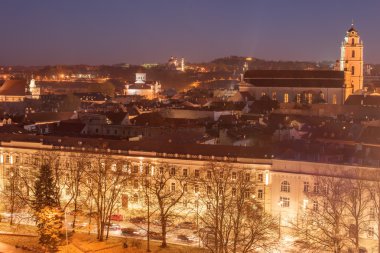 Old Town Vilnius, Litvanya hava gece görünümü