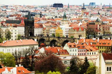 Prag ve Czech cumhuriyetinin havadan görüşü