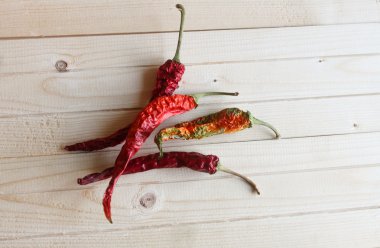 Kurutulmuş biber masada