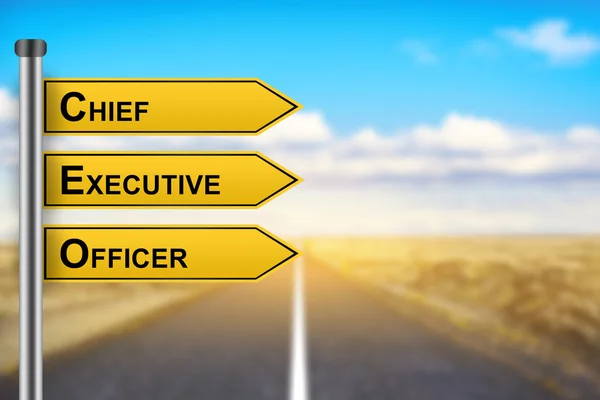 CEO or Chief Executive Officer words on yellow road sign — Stock Photo, Image