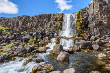 Oxararfoss şelale, Thingvellir Milli Parkı, İzlanda