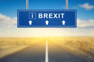 Mavi yol işaret Brexit veya İngiliz çıkış sözcüğü