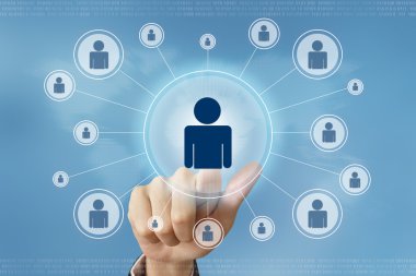 iş yandan basın insanlar düğmesini