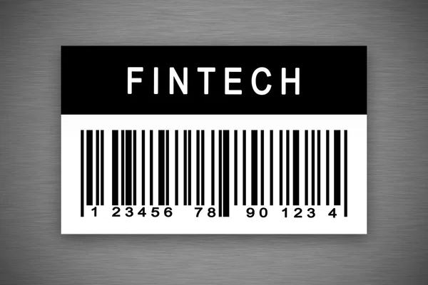 Fintech 或金融技术条形码标签 — 图库照片
