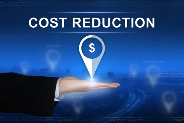 Cost reduction button on blurred background — Stock Photo, Image