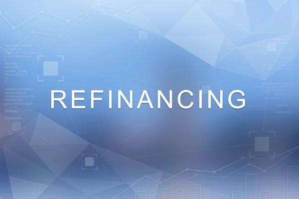 Palavra de refinanciamento em fundo borrado e polígono — Fotografia de Stock