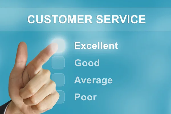 Business hand pushing customer service button — Stock Photo, Image