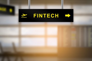 Fintech veya Havaalanı tabela üzerinde Finans teknolojileri