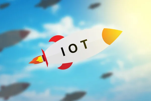 Group of IOT or internet of things flat design rocket — Stock Photo, Image