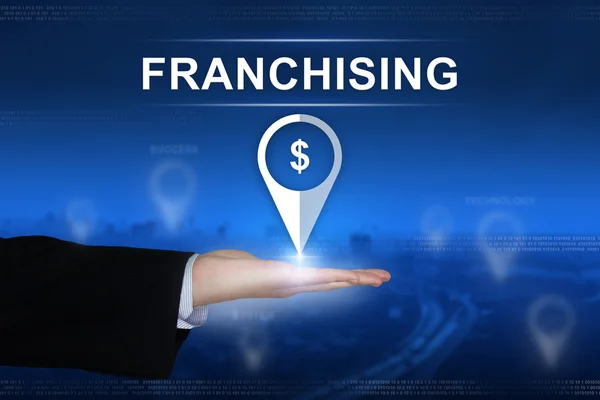 Franchising button on blurred background — Stock Photo, Image