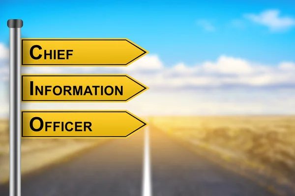 CIO ou Chief information officer words on yellow road sign — Fotografia de Stock