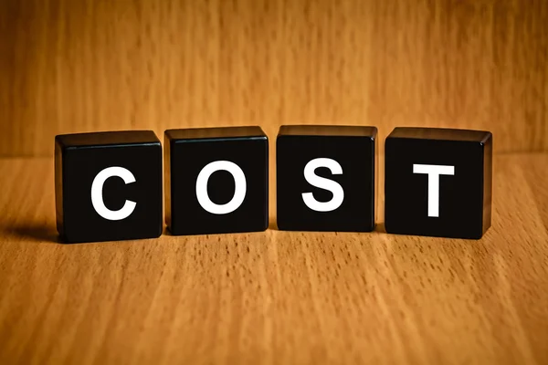 Accounting cost word on black block — Stock Photo, Image