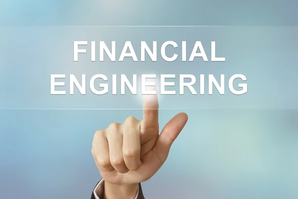 Üzleti kézzel pénzügyi mérnöki gombra kattintva — Stock Fotó