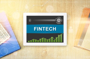 fintech veya Finans teknolojileri word Tablet
