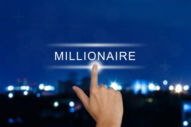 hand pushing millionaire button on touch screen 