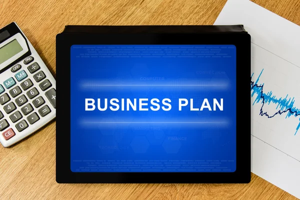 Business plan word on digital tablet — Stock Photo, Image