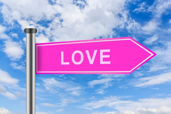 Pink road sign with love word — Stock Photo, Image