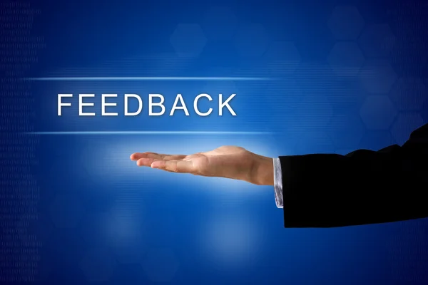 Botão de feedback na tela virtual — Fotografia de Stock