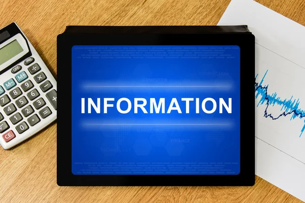 Information word on digital tablet — Stock Photo, Image