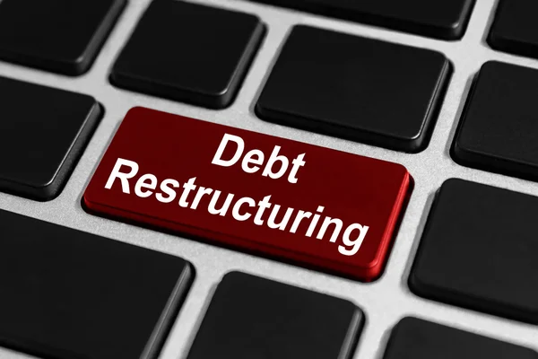 Botão de reestruturação da dívida no teclado — Fotografia de Stock