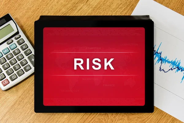 Business risk ord om digital tablet — Stockfoto