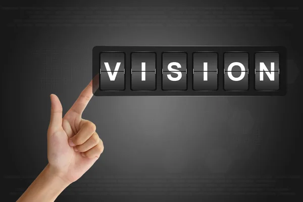 Hand pushing business vision on Flip Board — Stock Photo, Image