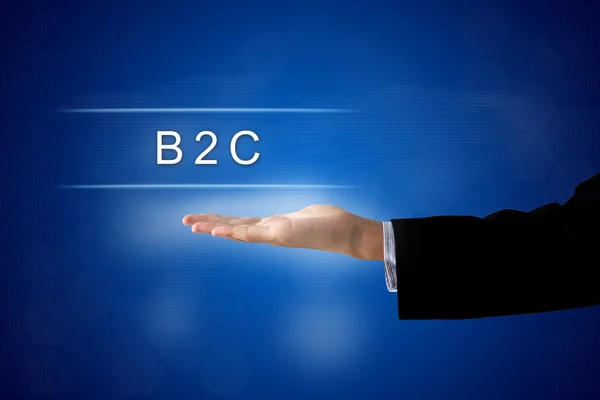 Botão B2c ou Business-to-Consumer na tela virtual — Fotografia de Stock